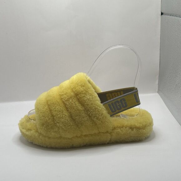 UGG Kids Fluff Yeah Slide Slippers Yellow Sheepskin Youth Size 13 1098494K - Picture 6 of 16